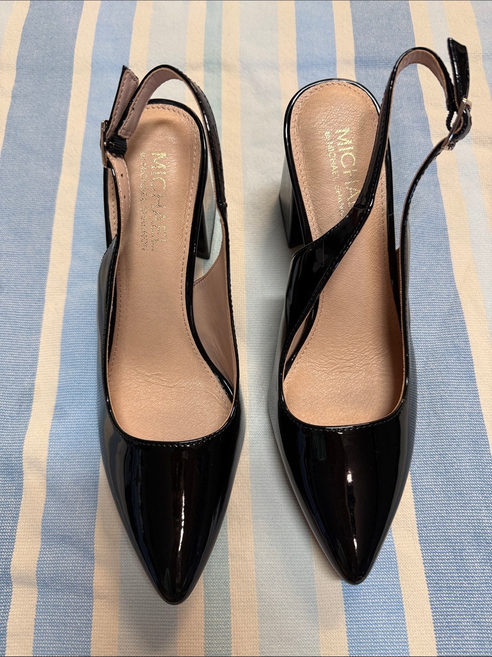 Michael Kors Jacqueline Black Patent Slingback Pointed-Toe Pumps